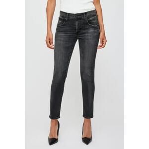 Moussy Vintage Belver Skinny Jeans Black Wash Denim Distressed Stretch Size 23